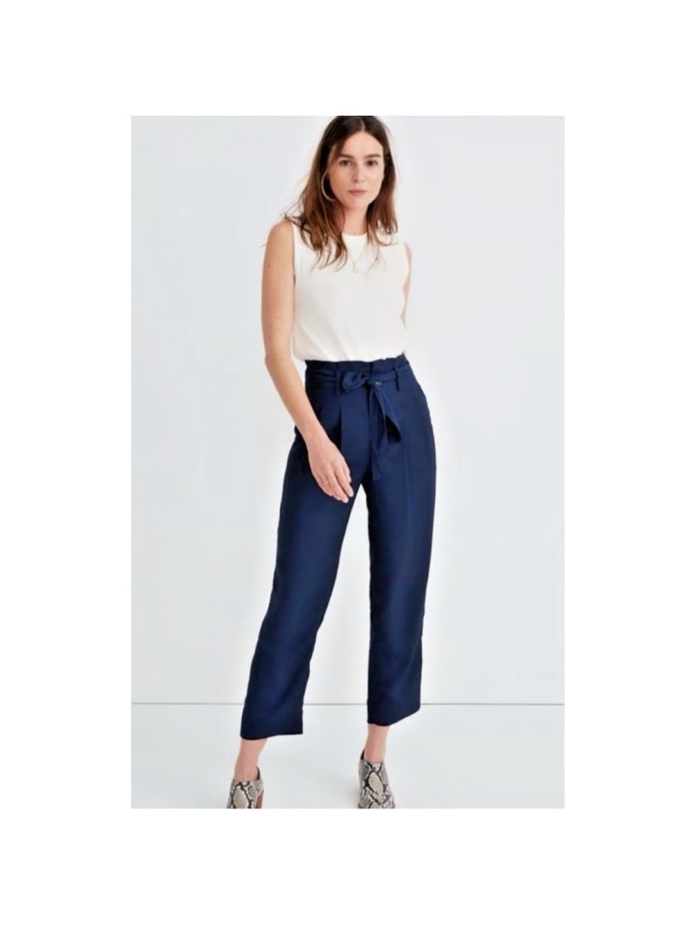 Madewell Navy Paperbag Waist Trousers
